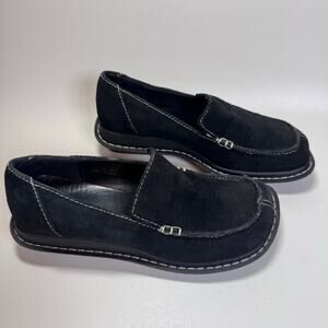 PASSPORTS Black Suede Leather Womens Loafer Shoes Y2K Chunky Grunge Size 6.5